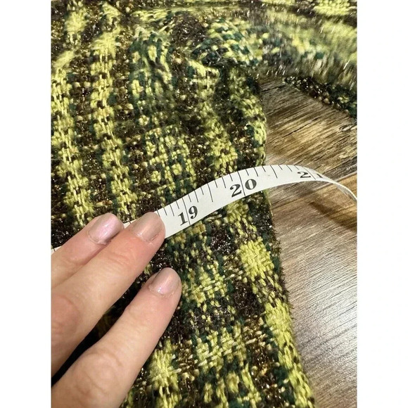 Chico's Size 1 - Petite Yellow Blk Button Front Wool Blend Tweed Blazer Jacket - Picture 7 of 9